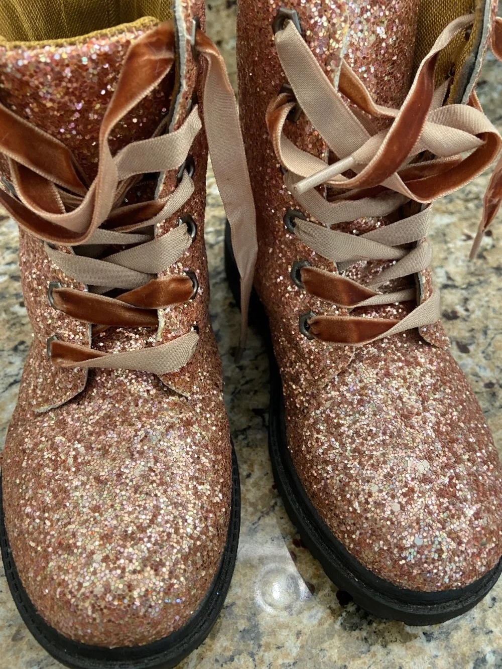 NWT Olivia Miller Girl Glitter Combat Boots Sz 1 + Stella McCartney skirtforfree